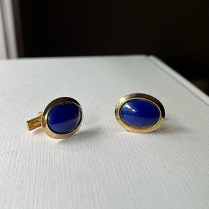 Blue glass cuff links